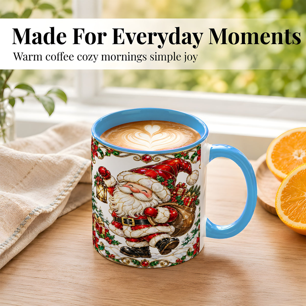 #pl[11oz|Blue] Santa Claus Coffee Mug, Christmas Santa Mug, Ceramic Cup