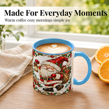 #pl[11oz|Blue] Santa Claus Coffee Mug, Christmas Santa Mug, Ceramic Cup