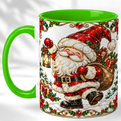 #pl[11oz|Green] Santa Claus Coffee Mug, Christmas Santa Mug, Ceramic Cup