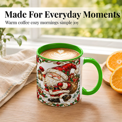 #pl[11oz|Green] Santa Claus Coffee Mug, Christmas Santa Mug, Ceramic Cup