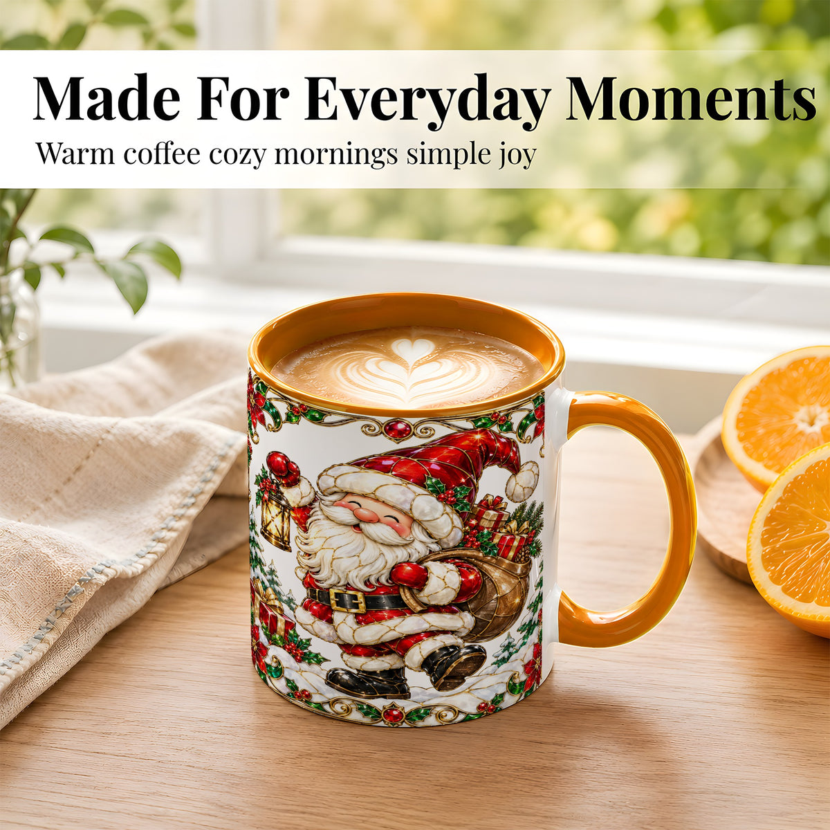 #pl[11oz|Orange] Santa Claus Coffee Mug, Christmas Santa Mug, Ceramic Cup