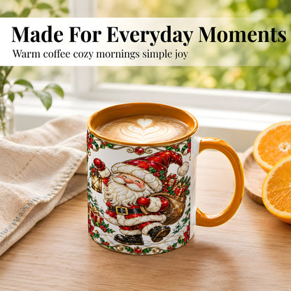 #pl[11oz|Orange] Santa Claus Coffee Mug, Christmas Santa Mug, Ceramic Cup