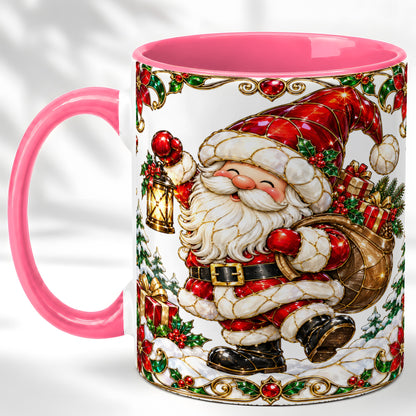 #pl[11oz|Pink] Santa Claus Coffee Mug, Christmas Santa Mug, Ceramic Cup