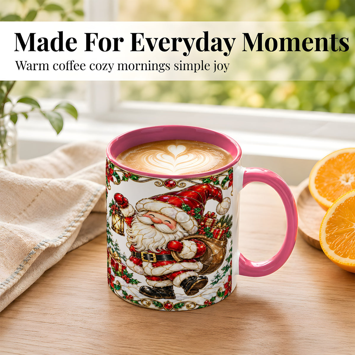 #pl[11oz|Pink] Santa Claus Coffee Mug, Christmas Santa Mug, Ceramic Cup