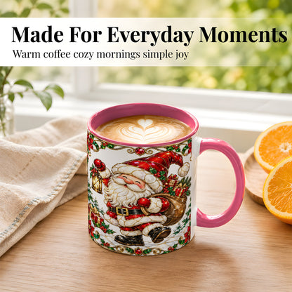 #pl[11oz|Pink] Santa Claus Coffee Mug, Christmas Santa Mug, Ceramic Cup