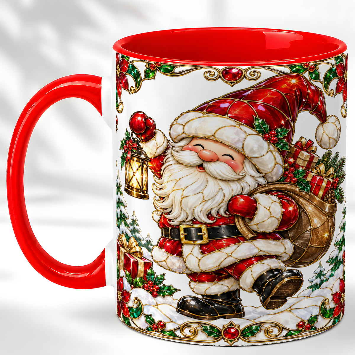 Santa Claus Coffee Mug, Christmas Santa Mug, Ceramic Cup