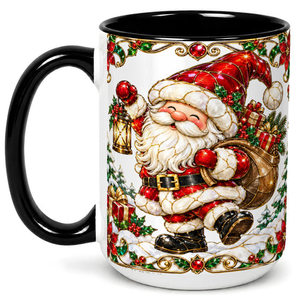 #pl[15oz|Black] Santa Claus Coffee Mug, Christmas Santa Mug, Ceramic Cup