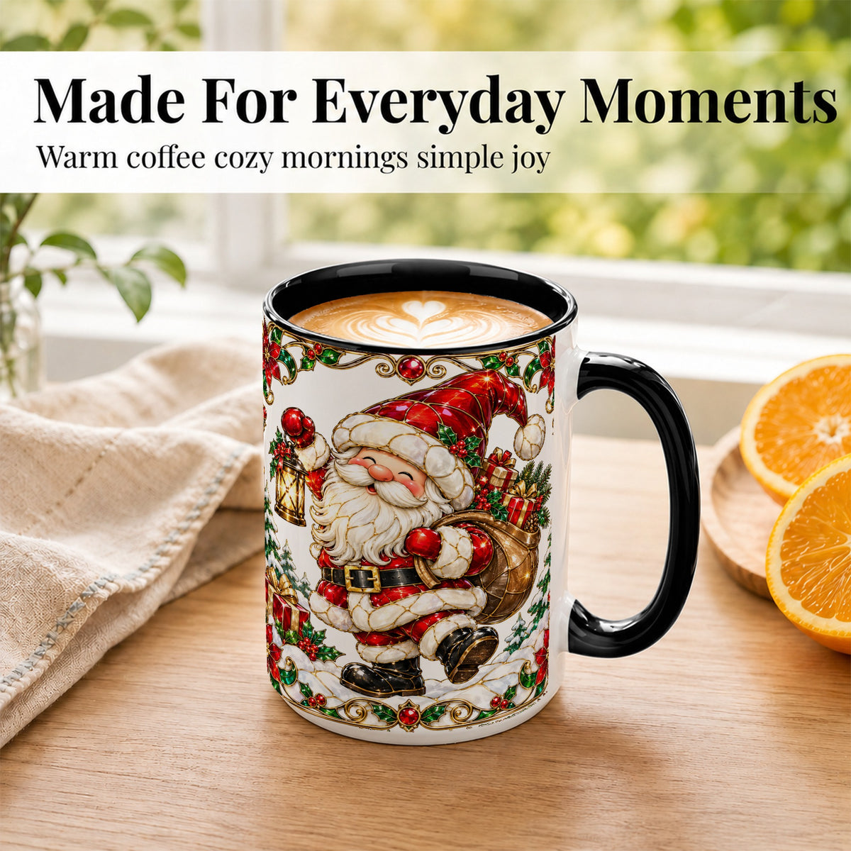 #pl[15oz|Black] Santa Claus Coffee Mug, Christmas Santa Mug, Ceramic Cup