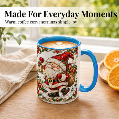 #pl[15oz|Blue] Santa Claus Coffee Mug, Christmas Santa Mug, Ceramic Cup