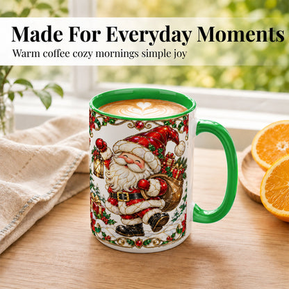 #pl[15oz|Green] Santa Claus Coffee Mug, Christmas Santa Mug, Ceramic Cup