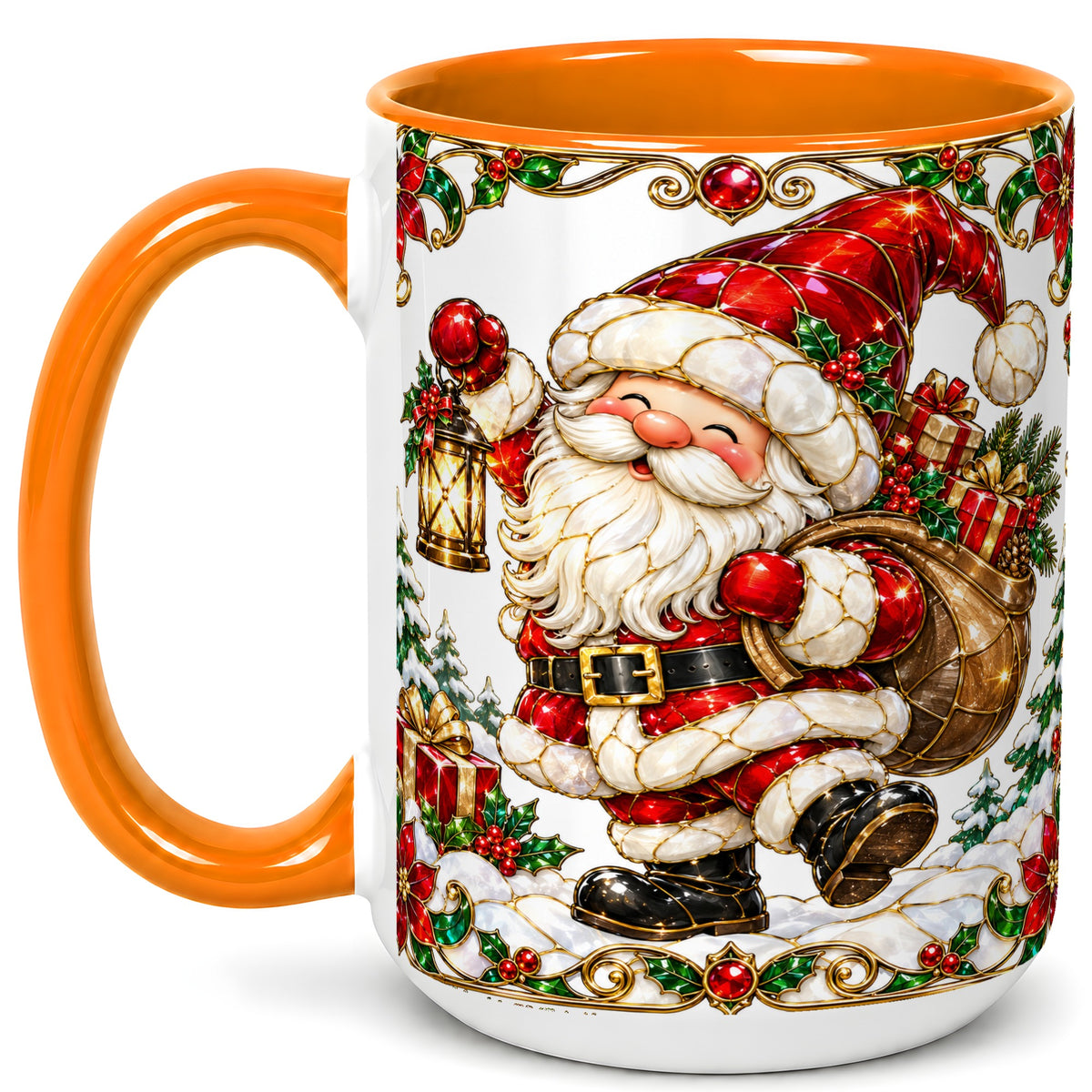 #pl[15oz|Orange] Santa Claus Coffee Mug, Christmas Santa Mug, Ceramic Cup