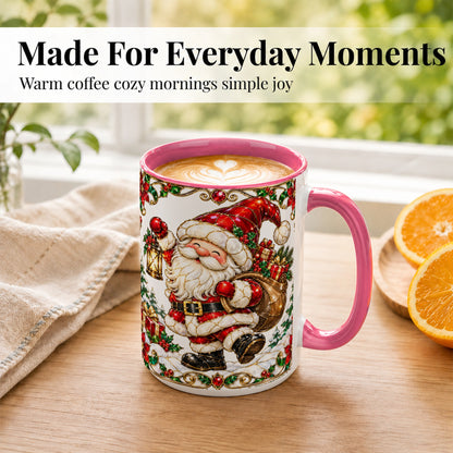 #pl[15oz|Pink] Santa Claus Coffee Mug, Christmas Santa Mug, Ceramic Cup