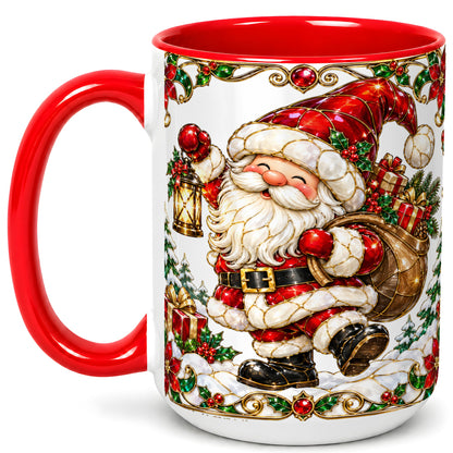 #pl[15oz|Red] Santa Claus Coffee Mug, Christmas Santa Mug, Ceramic Cup