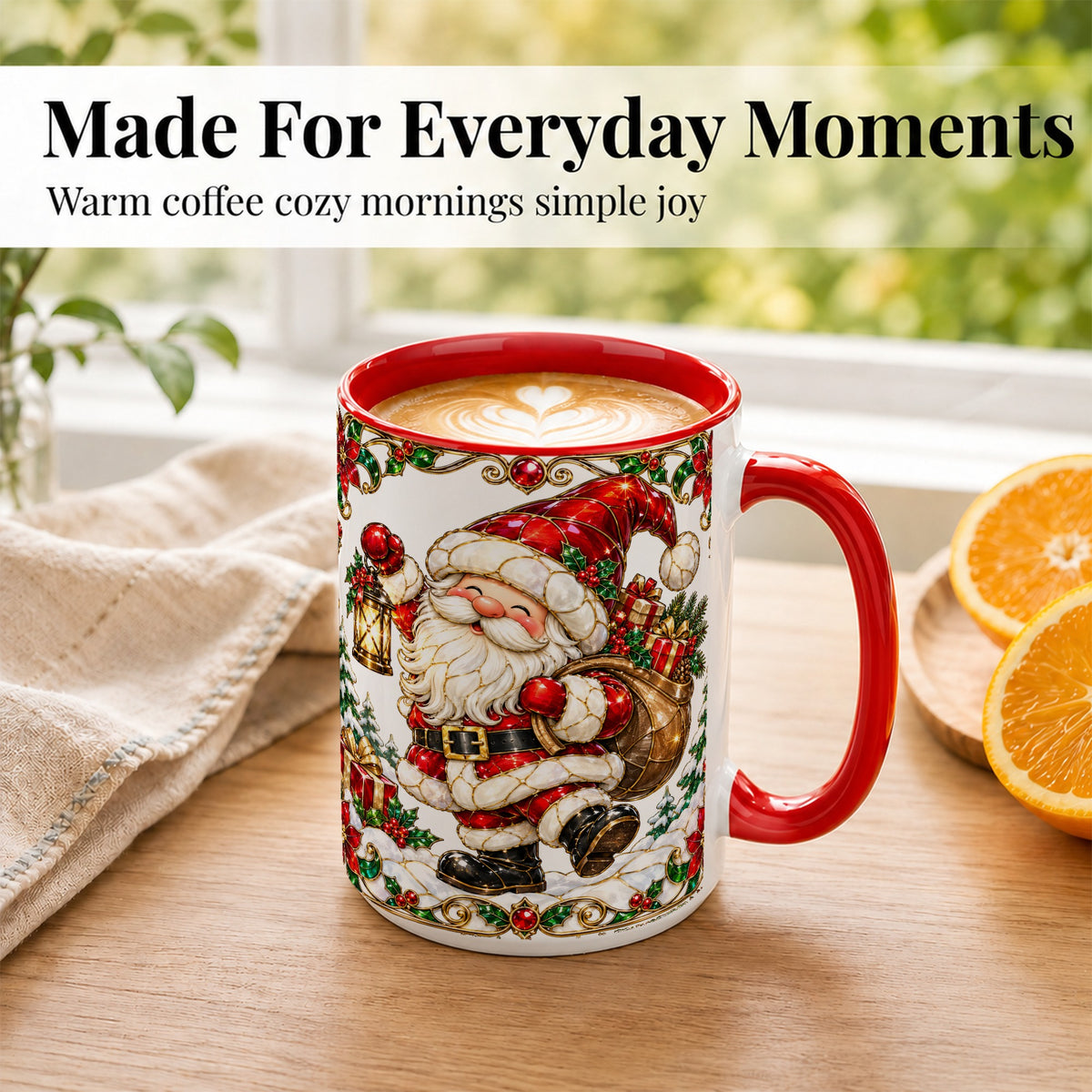 #pl[15oz|Red] Santa Claus Coffee Mug, Christmas Santa Mug, Ceramic Cup