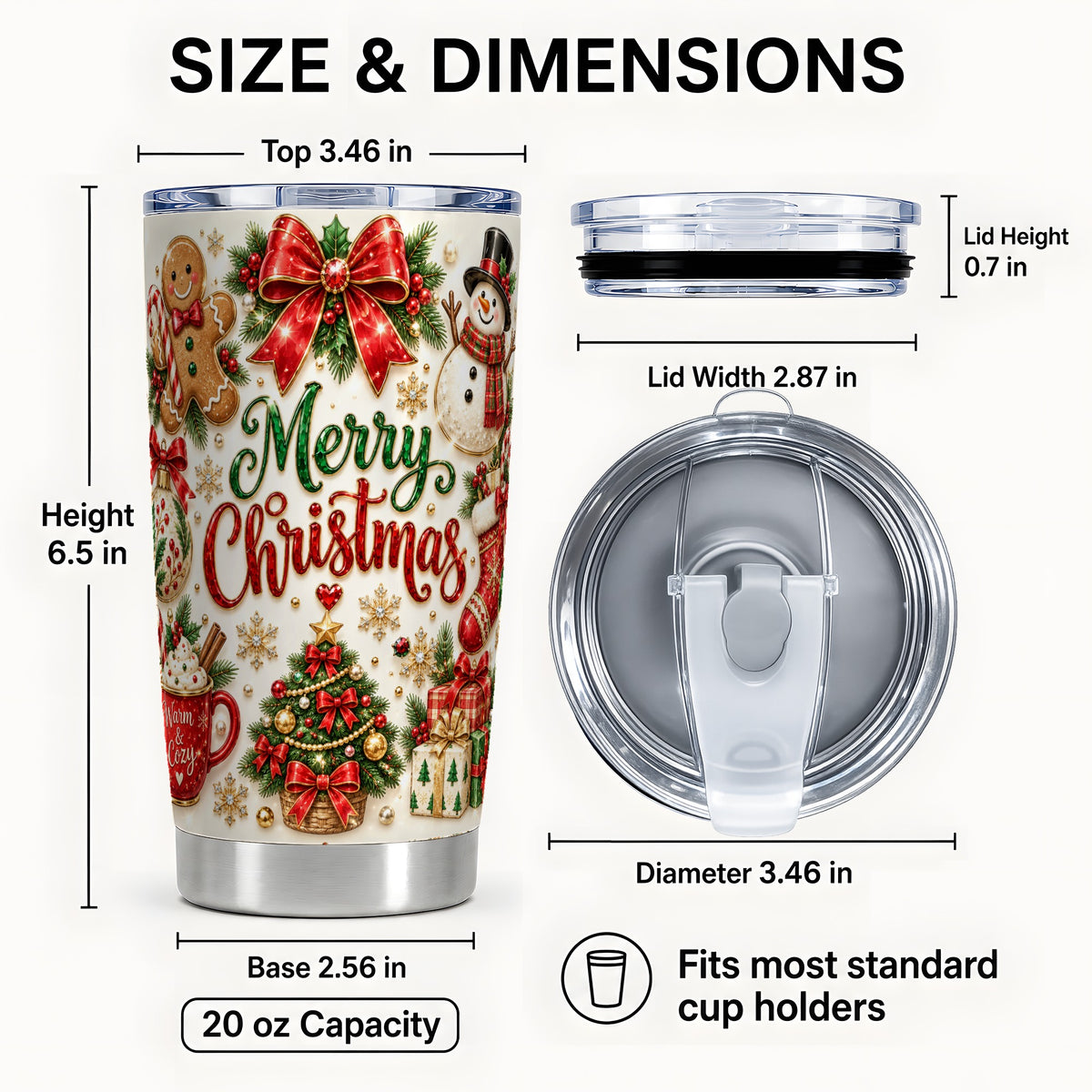 #pl[20oz|Steel] Merry Christmas Tumbler 20oz, Holiday Stainless Steel Travel Cup