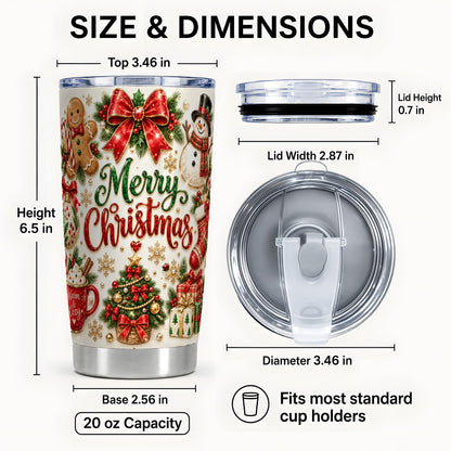 #pl[20oz|Steel] Merry Christmas Tumbler 20oz, Holiday Stainless Steel Travel Cup