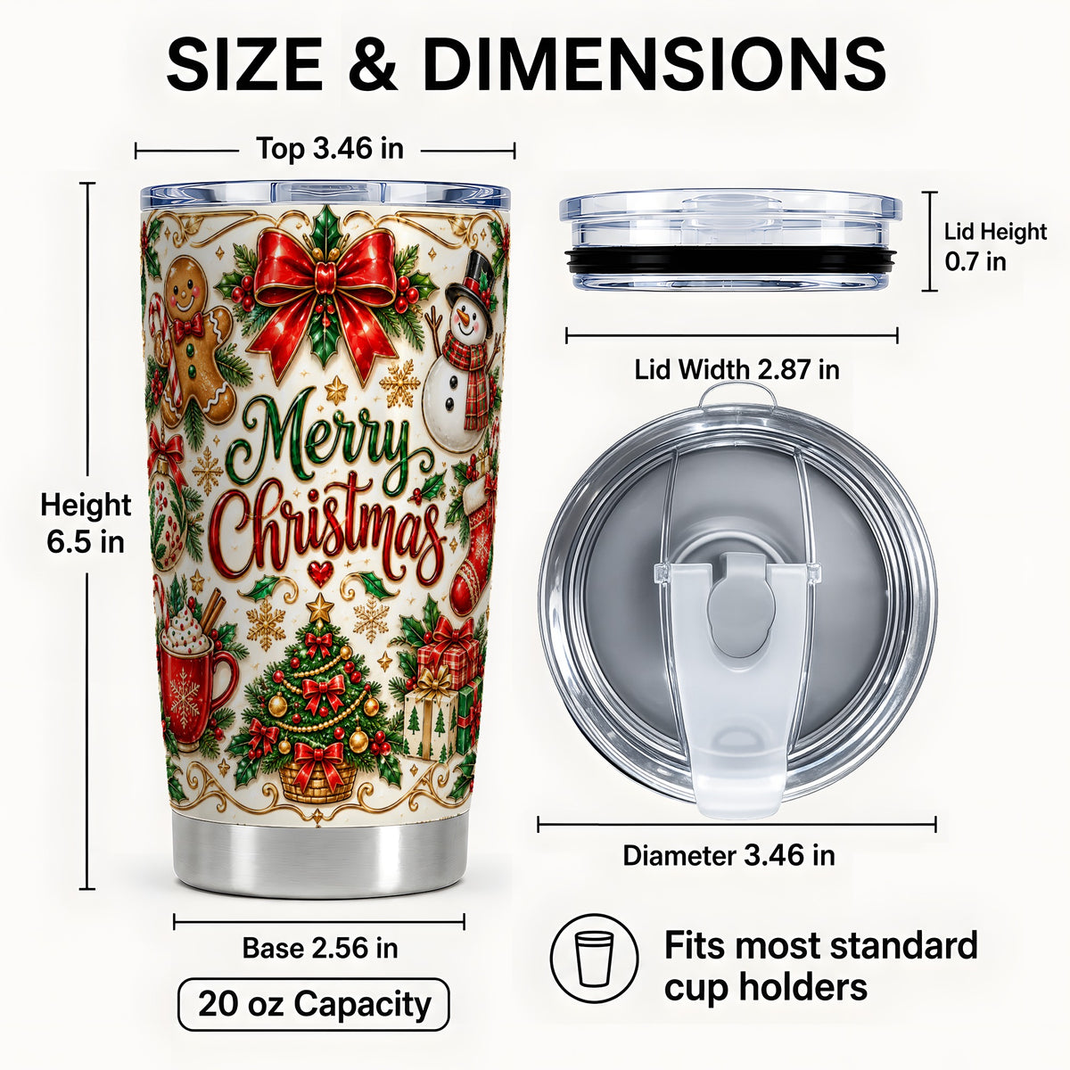 #pl[20oz|Steel] Ornate Christmas Tumbler 20oz, Festive Stainless Steel Travel Cup