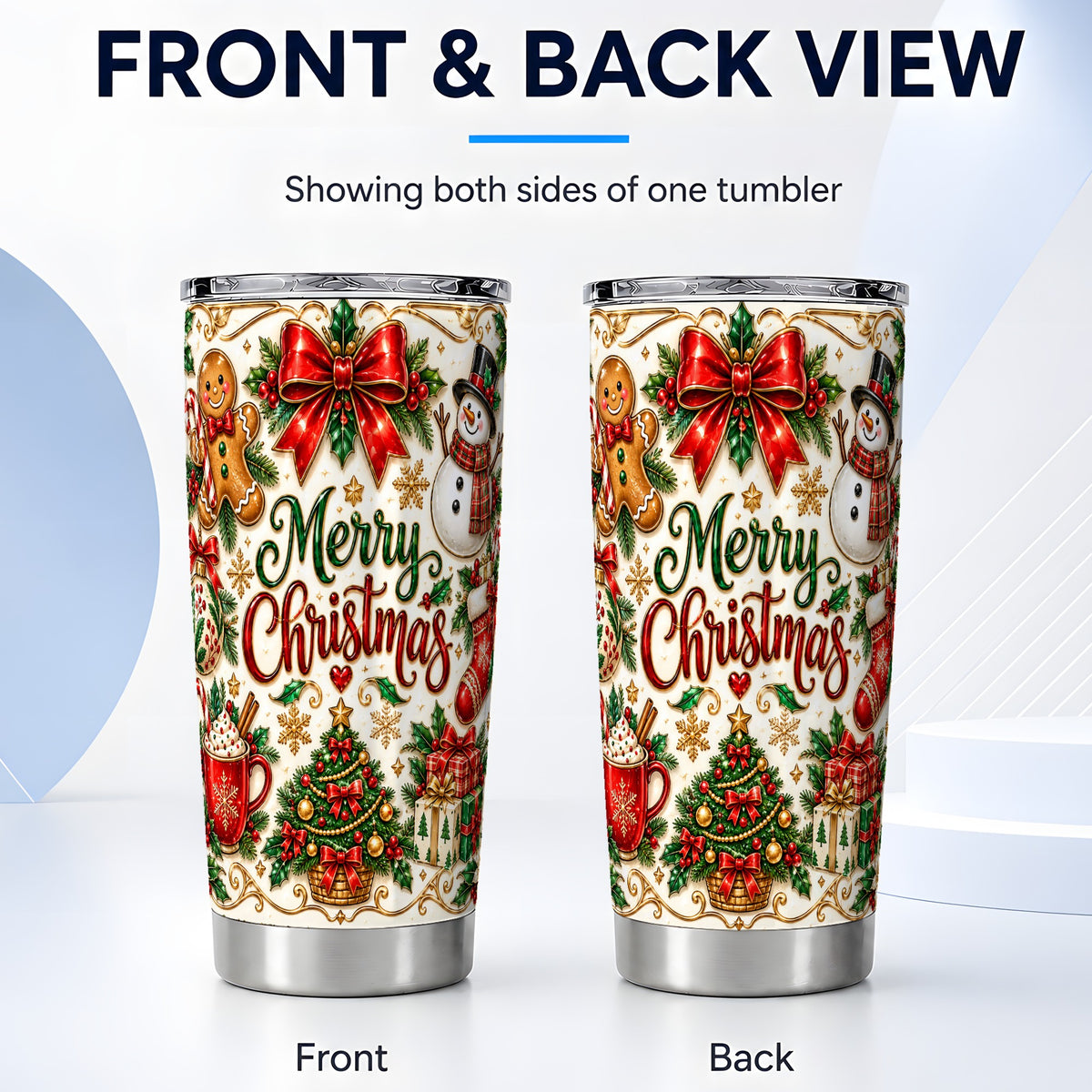 #pl[20oz|Steel] Ornate Christmas Tumbler 20oz, Festive Stainless Steel Travel Cup