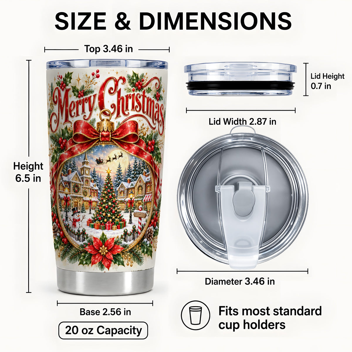 #pl[20oz|Steel] Botanical Christmas Tumbler 20oz, Winter Stainless Steel Travel Cup