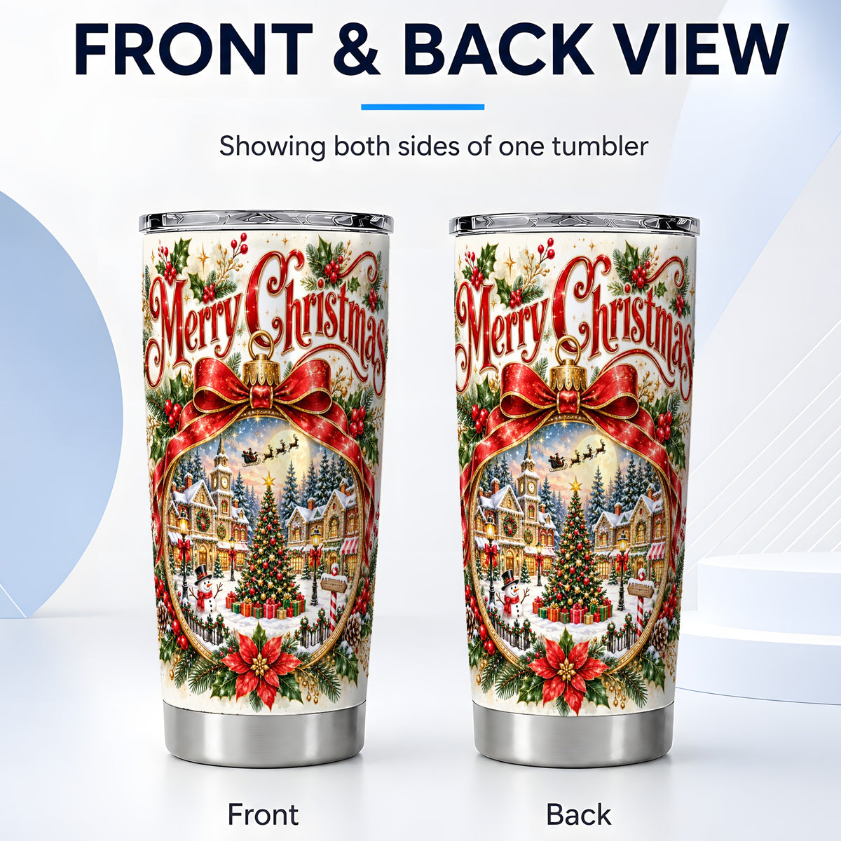 #pl[20oz|Steel] Botanical Christmas Tumbler 20oz, Winter Stainless Steel Travel Cup