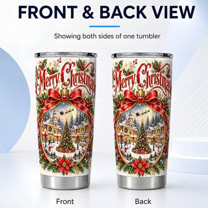 #pl[20oz|Steel] Botanical Christmas Tumbler 20oz, Winter Stainless Steel Travel Cup