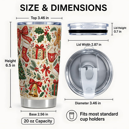 #pl[20oz|Steel] Christmas Folk Art Tumbler 20oz, Holiday Stainless Steel Travel Cup