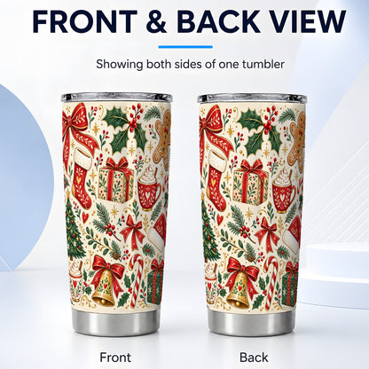 #pl[20oz|Steel] Christmas Folk Art Tumbler 20oz, Holiday Stainless Steel Travel Cup