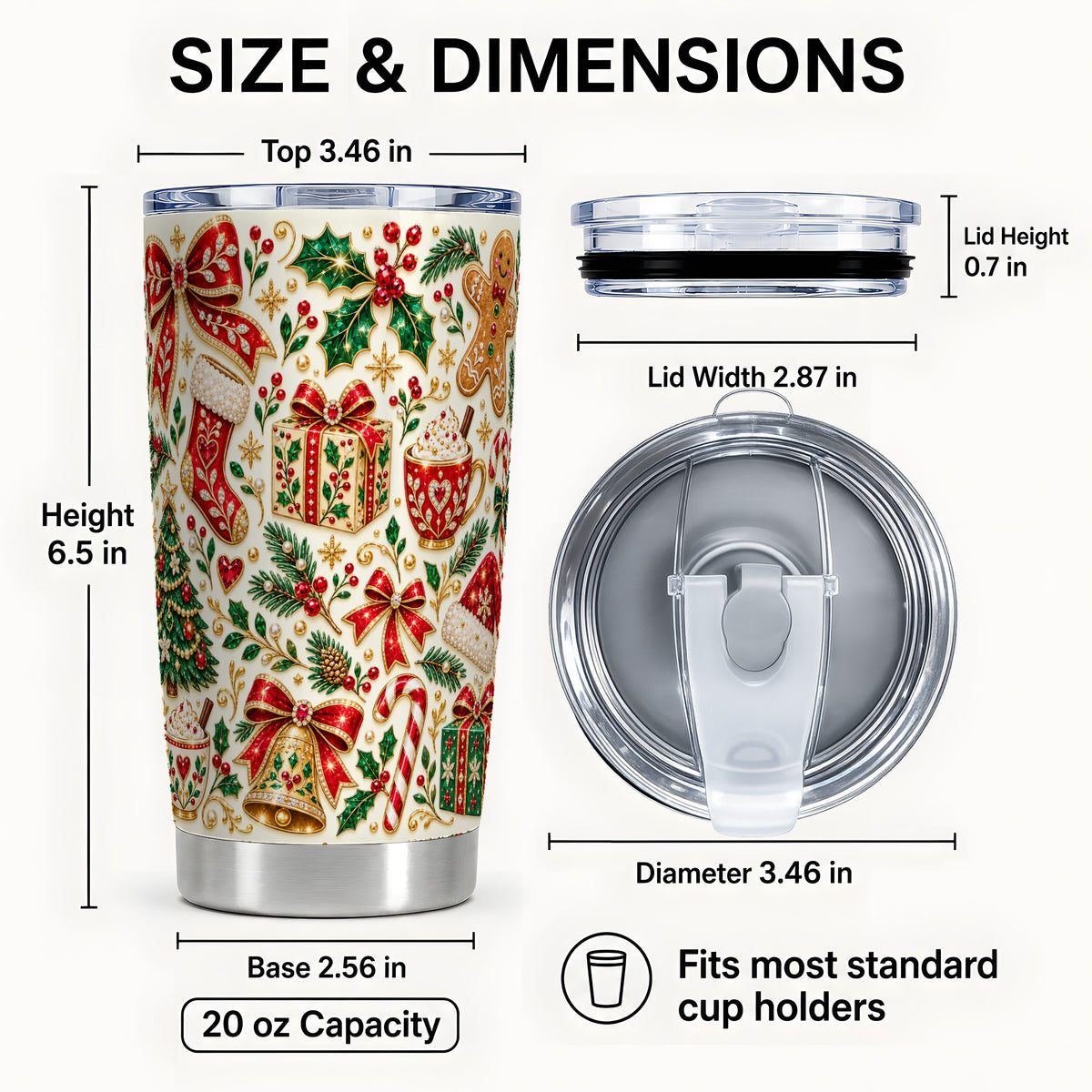 #pl[20oz|Steel] Jeweled Christmas Tumbler 20oz, Holiday Stainless Steel Travel Cup