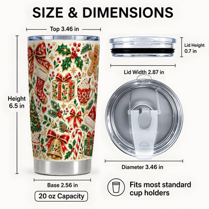 #pl[20oz|Steel] Jeweled Christmas Tumbler 20oz, Holiday Stainless Steel Travel Cup