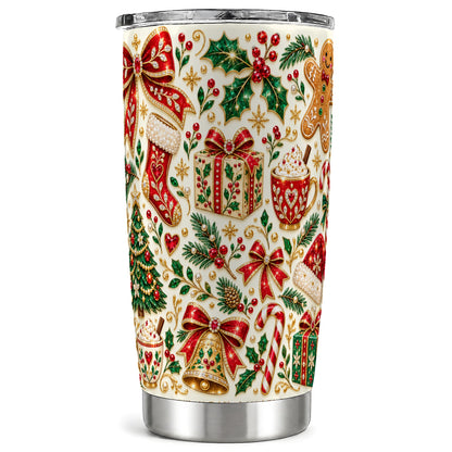 Jeweled Christmas Tumbler 20oz, Holiday Stainless Steel Travel Cup