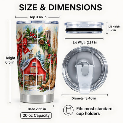 #pl[20oz|Steel] Western Christmas Tumbler 20oz, Cowboy Stainless Steel Travel Cup
