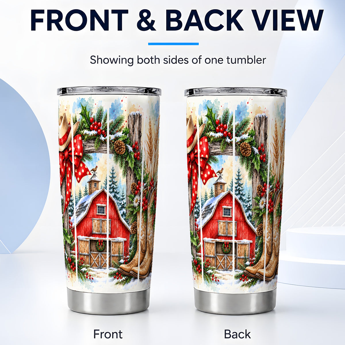 #pl[20oz|Steel] Western Christmas Tumbler 20oz, Cowboy Stainless Steel Travel Cup