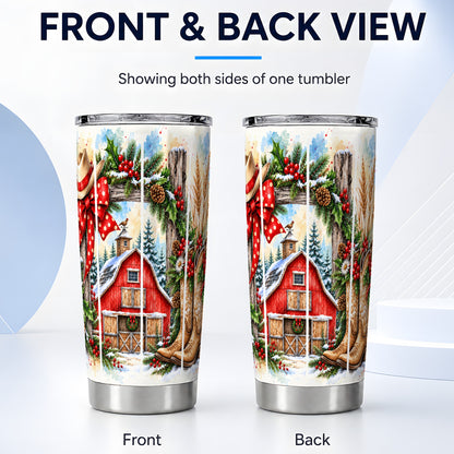 #pl[20oz|Steel] Western Christmas Tumbler 20oz, Cowboy Stainless Steel Travel Cup
