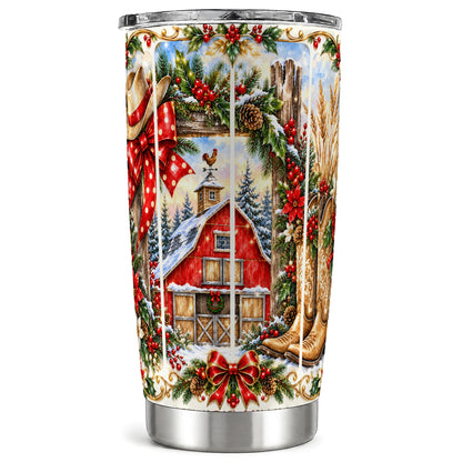 Western Christmas Tumbler 20oz, Ornate Stainless Steel Travel Cup