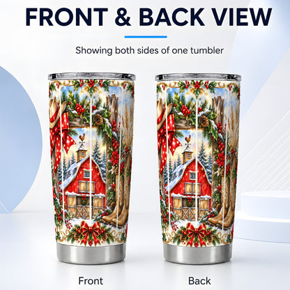 #pl[20oz|Steel] Western Christmas Tumbler 20oz, Ornate Stainless Steel Travel Cup
