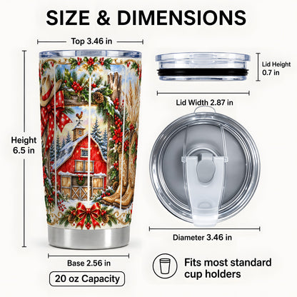 #pl[20oz|Steel] Western Christmas Tumbler 20oz, Ornate Stainless Steel Travel Cup