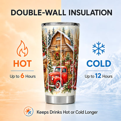 Highland Cow Christmas Tumbler 20oz, Farmhouse Stainless Steel Cup