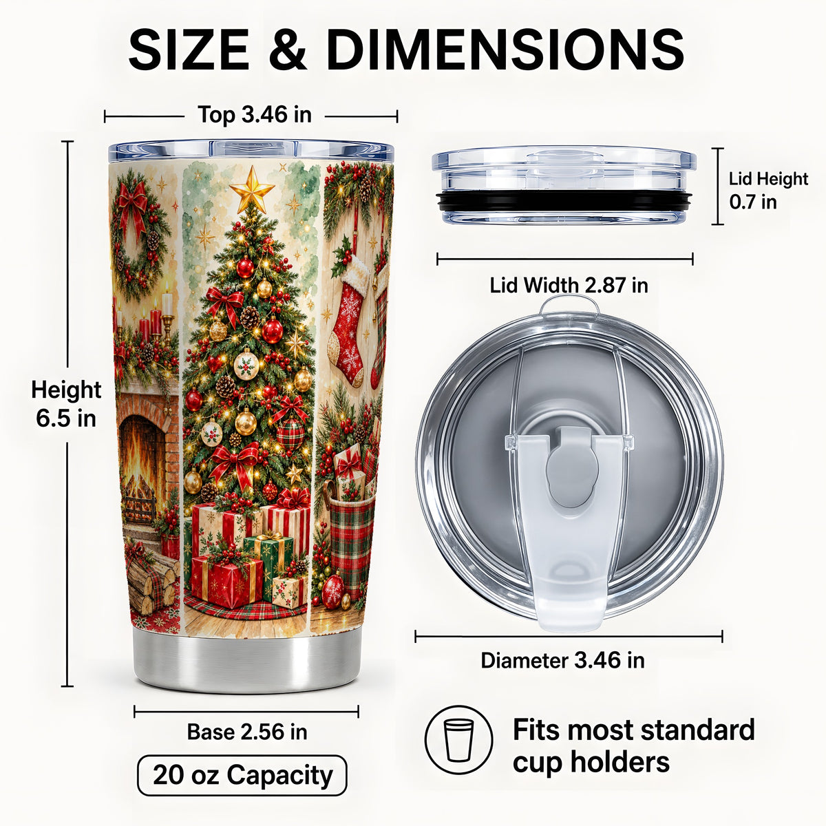 #pl[20oz|Steel] Traditional Christmas Tumbler 20oz, Festive Stainless Steel Travel Cup