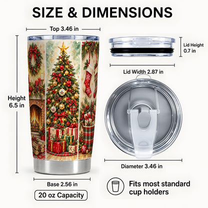 #pl[20oz|Steel] Traditional Christmas Tumbler 20oz, Festive Stainless Steel Travel Cup