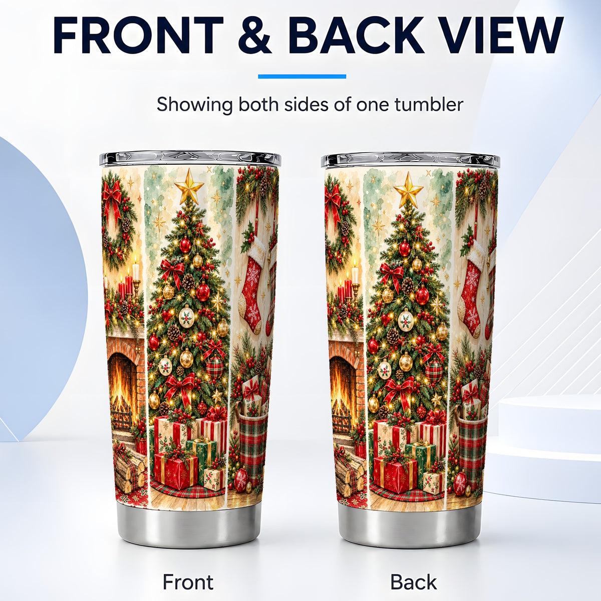 #pl[20oz|Steel] Traditional Christmas Tumbler 20oz, Festive Stainless Steel Travel Cup