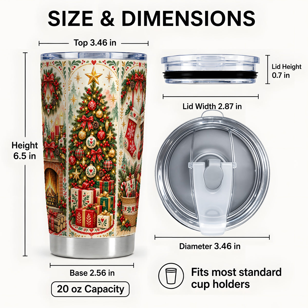 #pl[20oz|Steel] Christmas Folk Art Tumbler 20oz, Nordic Stainless Steel Travel Cup
