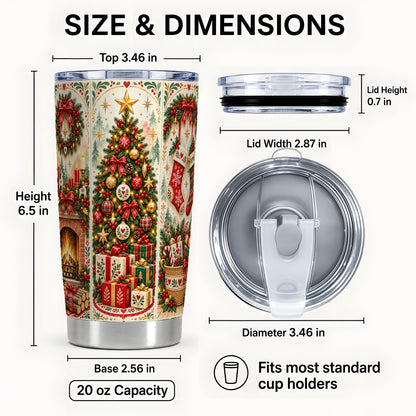 #pl[20oz|Steel] Christmas Folk Art Tumbler 20oz, Nordic Stainless Steel Travel Cup