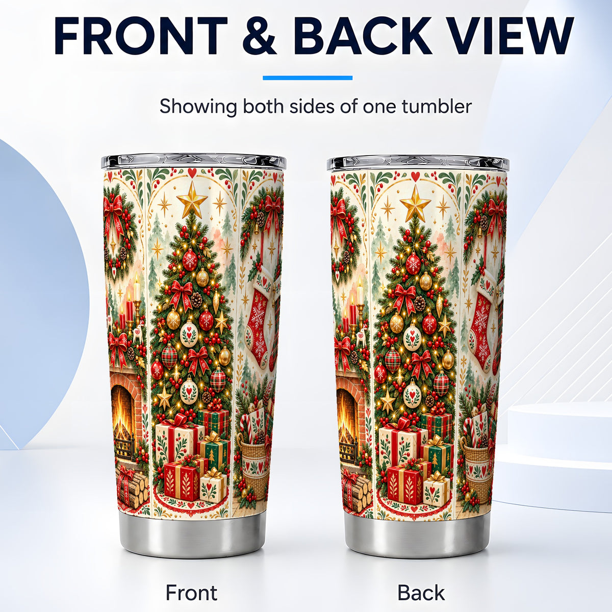 #pl[20oz|Steel] Christmas Folk Art Tumbler 20oz, Nordic Stainless Steel Travel Cup