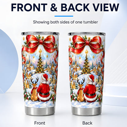 #pl[20oz|Steel] Santa Reindeer Tumbler 20oz, Christmas Stainless Steel Travel Cup