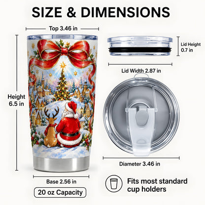 #pl[20oz|Steel] Santa Reindeer Tumbler 20oz, Christmas Stainless Steel Travel Cup
