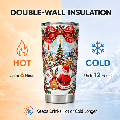 Nordic Santa Tumbler 20oz, Christmas Stainless Steel Travel Cup