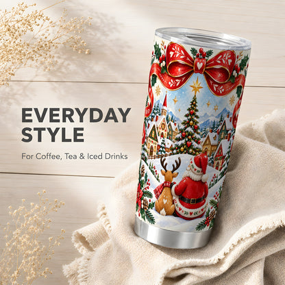 Nordic Santa Tumbler 20oz, Christmas Stainless Steel Travel Cup
