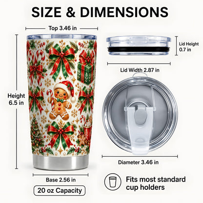 #pl[20oz|Steel] Christmas Bows Tumbler 20oz, Holiday Stainless Steel Travel Cup