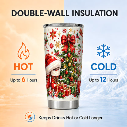 Christmas Tree Tumbler 20oz, Festive Stainless Steel Travel Cup