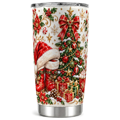 Elegant Christmas Tumbler 20oz, Festive Stainless Steel Travel Cup